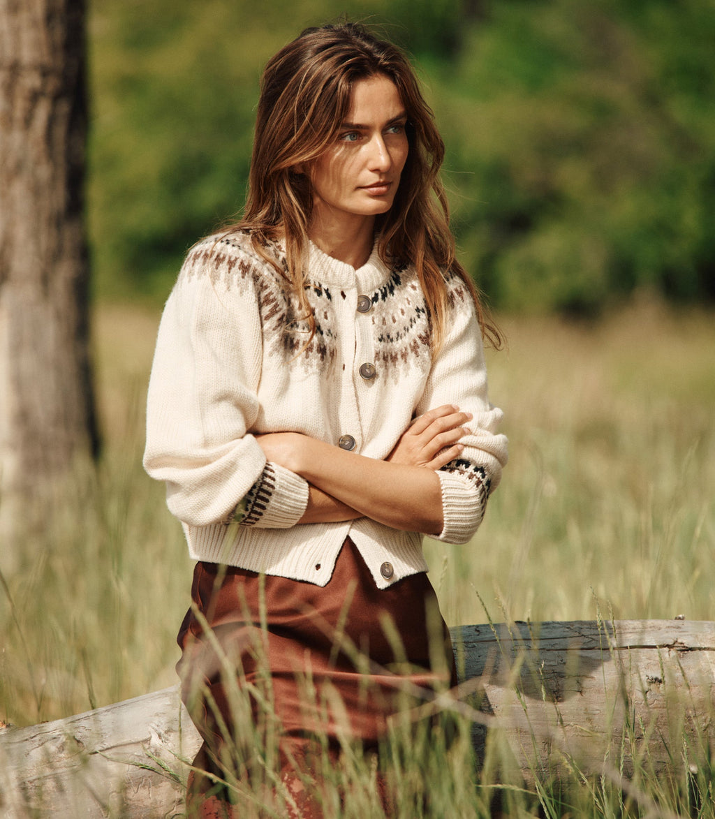 CLARKE CARDIGAN -- OATMEAL OLYMPIA FAIR ISLE