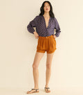 JULIENNE TOP -- NAVY CADIZ FOULARD