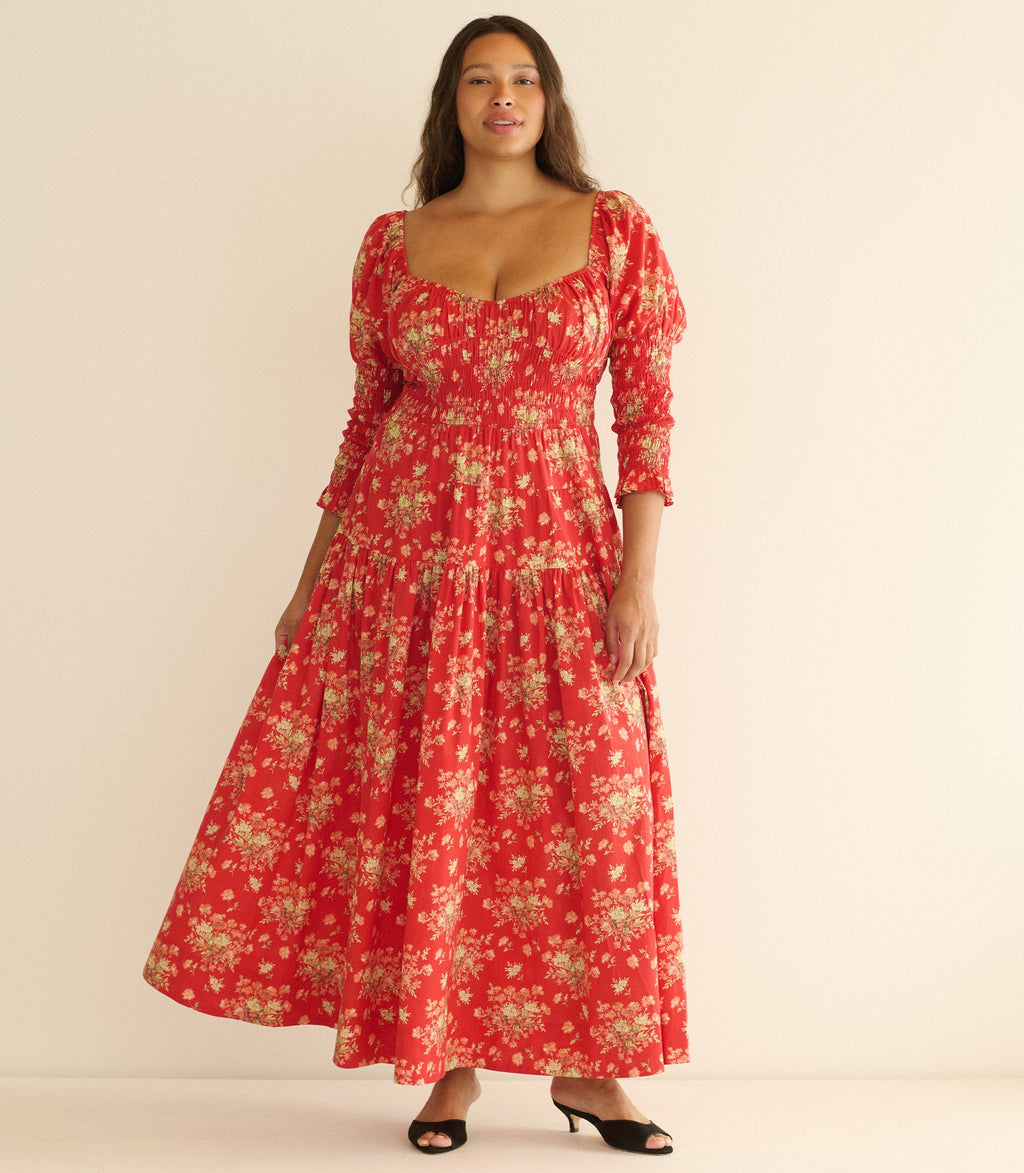 SERAPHINA DRESS -- ROSSO LANTANA FLORAL