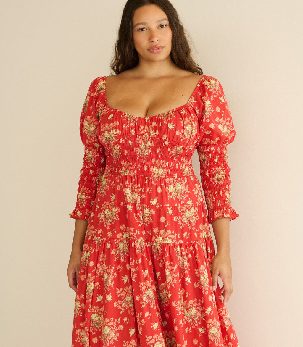 SERAPHINA DRESS -- ROSSO LANTANA FLORAL